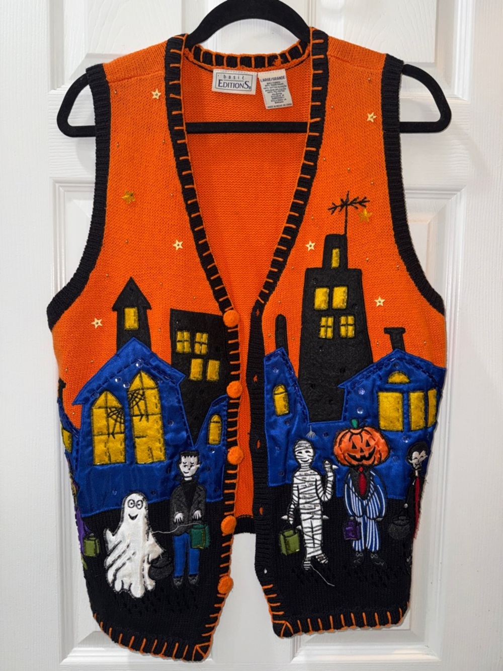 Basic Editions Orange & Black Halloween Trick-or-Treat Vest